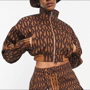 IVY PARK Brown Bomber Jacket with Abstract Print